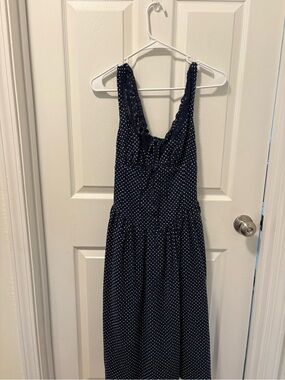 wild fable Navy Blue Polka Dot Sleeveless Midi Dress
